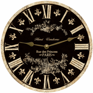 Black Toile French Clock