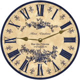 Blue French Toile Clock - Gold Hands