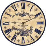 Blue French Toile Clock - Silver Hands
