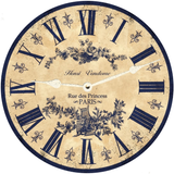 Blue French Toile Clock - White Hands