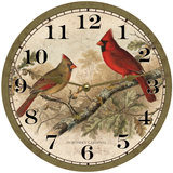 Vintage Cardinal Wall Clock - Gold Hands