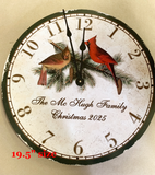 Personalized Christmas Clock with Cardinal Design