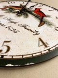 Personalized Christmas Clock with Cardinal Design