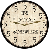 It's 5 o'Clock Somewhere Clock - Gold Hands