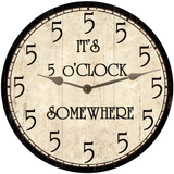 It's 5 o'Clock Somewhere Clock - Silver Hands