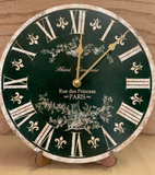 Green Toile French Clock on a stand 2