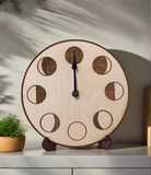 Wooden Moon Phase Clock- Mantel Clock- Lunar Phase Wall Clock
