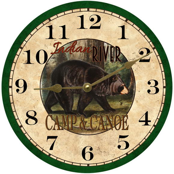 Rustic Bear Lodge Clock