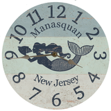 Handmade Mermaid Wall Clock - Silver Hands