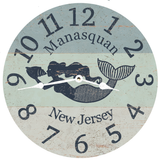 Handmade Mermaid Wall Clock - White Hands