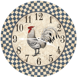 Rooster Kitchen Clock - White Hands