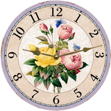 Flower Bouquet Wall Clock - Gold Hands 