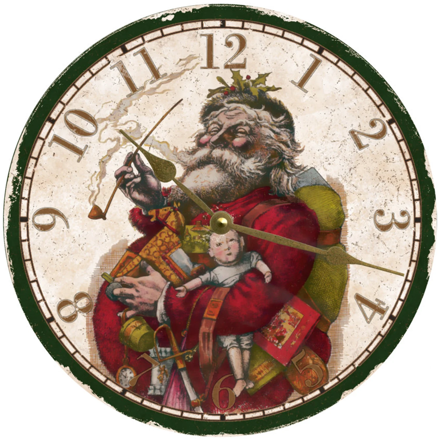 Christmas Clock- Old Fashion Santa Christmas Wall Clock | Time