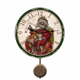 Old Fashioned Santa Christmas Wall Clock - Pendulum Wall Clock