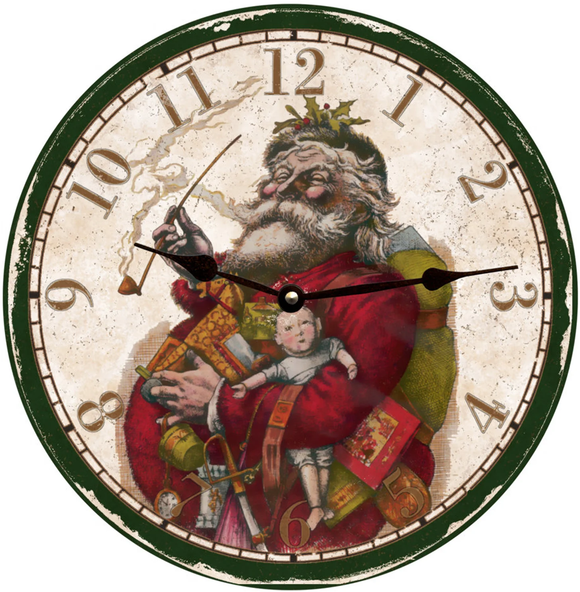 Old Fashioned Santa Christmas Wall Clock