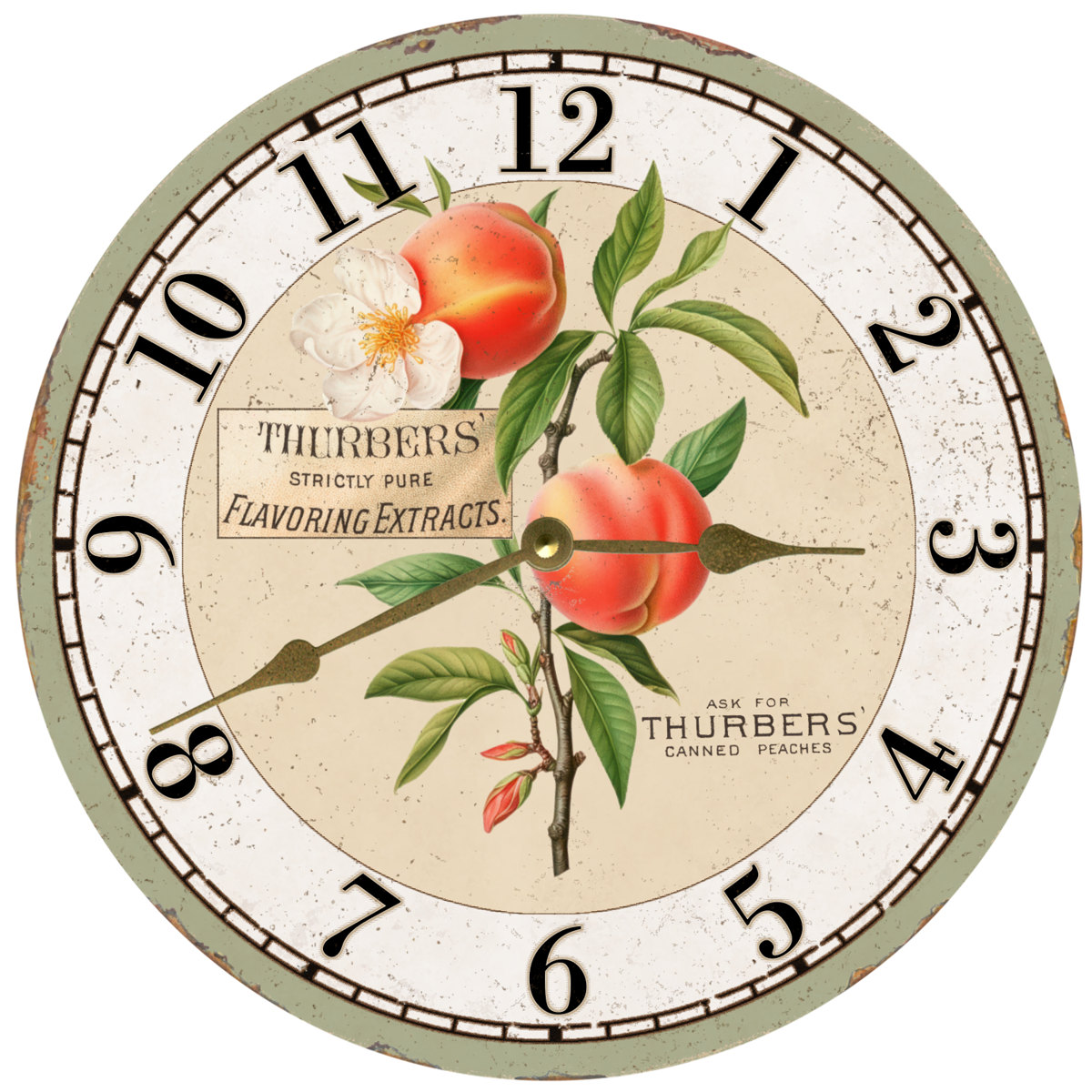 Peach Wall Clock – Handmade Fruit Kitchen Clock – Time Flies Clocks