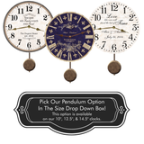 Red Toile Wall Clock - Pendulum Options