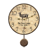 Personalized Elk Cabin Wall Clock - Pendulum