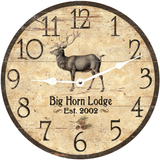 Personalized Elk Cabin Wall Clock - White Hands