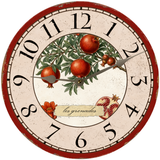 Handcrafted Pomegranate Wall Clock - Silver Hands