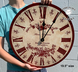 Red French Toile Clock - Photo