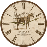Rustic Horse Saddle Wall Clock - Gold Hands
