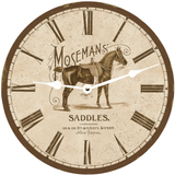 Rustic Horse Saddle Wall Clock - White Hands