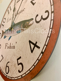 Personalized Salmon Fishing Clock- Fisherman Clock- Custom Name Clock