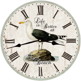 Seagull Beach House Clock - Black Hands