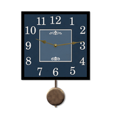 Classic Blue Square Wall Clock- Pendulum