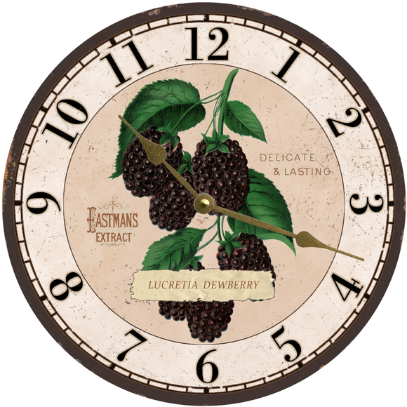 Vintage Blackberry Wall Clock Gold Hands
