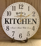 Personalized Kitchen Clock- White Kitchen Wall Clock on stand