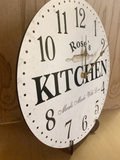 Personalized Kitchen Clock- White Kitchen Wall Clock on stand 2