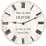 White Rustic Wedding Clock - Silver Hands