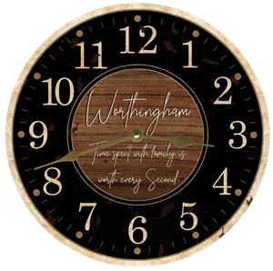 Personalized Black and Wood Clock