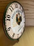 Rooster Wall Clock - on stand side view