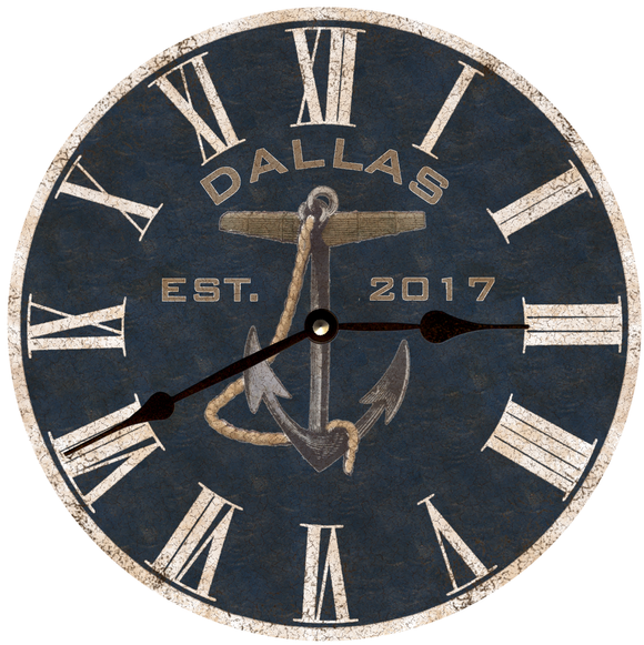 Personalized Blue Anchor Wall Clock