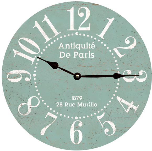 French Clock- Antiquite de Paris Clock- Seafoam Clock