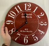 Antiquite de Paris Clock- Red Farmhouse Clock