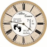 Baby Announcement Clock Silver Hands