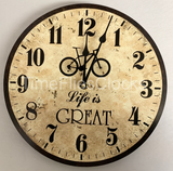 Bicycle Clock- Life is Great Bicycle Clock- Rustic Bike Clock