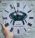 Blue Crab Wall Clock- Rustic Crab Clock