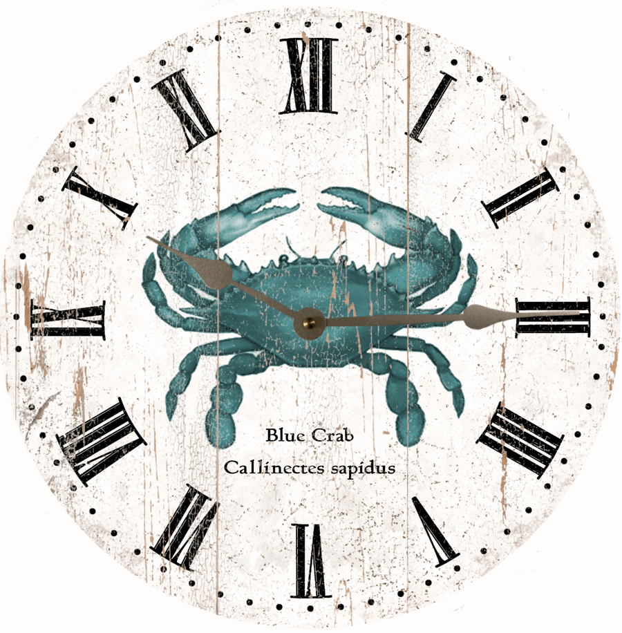 Blue Crab Wall Clock- Rustic Crab Clock | Time Flies Clocks