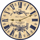 Blue French Toile Clock Gold Hands