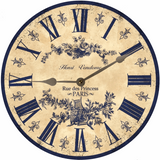 Blue French Toile Clock Silver Hands