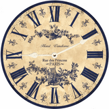 Blue French Toile Clock White Hands