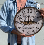 Personalized Gone Fishing Clock- Catfishing Clock