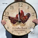 Personalized Country Clock- Personalized Rooster Kitchen Wall Clock- Chicken Clock