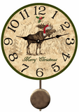 Merry Christmas Moose Pendulum Clock