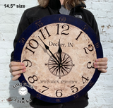 Personalized Longitude Latitude Coordinates Clock- Compass Clock